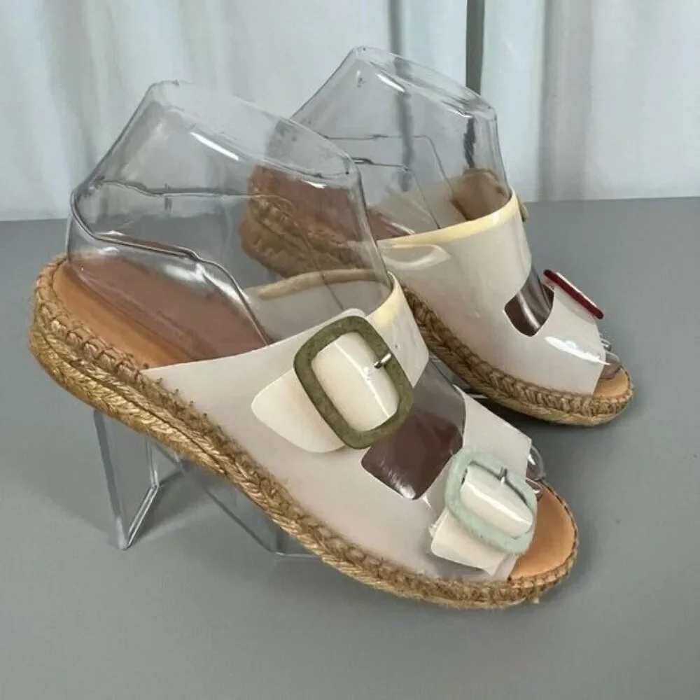 NAGUISA WOMENS TWO STRAP SANDALS WHITE SIZE 37 OR 6
